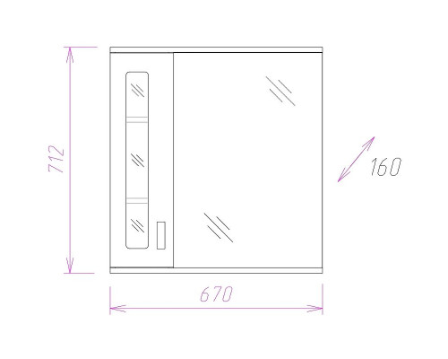 Купить Зеркало со шкафом Onika Кристалл 67.02 206705 с подсветкой Белое в магазине сантехники Santeh-Crystal.ru