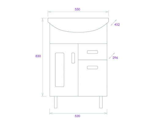 Приобрести Тумба под раковину Onika Кристалл 55.182 105551 Белая в магазине сантехники Santeh-Crystal.ru