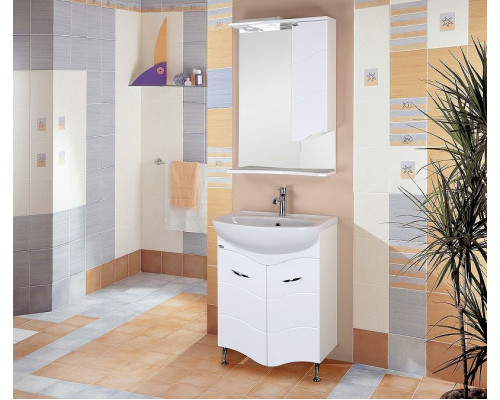 Заказать Зеркало со шкафом Onika Лайн 58.01 R 205820 с подсветкой Белое в магазине сантехники Santeh-Crystal.ru