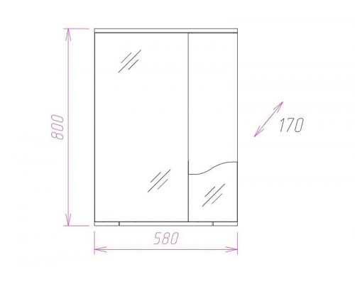 Заказать Зеркало со шкафом Onika Лайн 58.01 R 205820 с подсветкой Белое в магазине сантехники Santeh-Crystal.ru