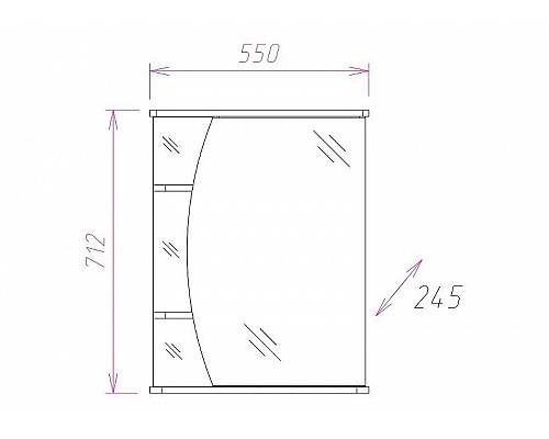 Купить Зеркальный шкаф Onika Луна 55.01 L 205520 с подсветкой Белый в магазине сантехники Santeh-Crystal.ru