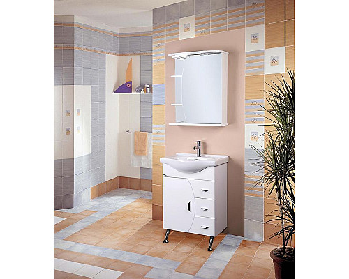 Заказать Зеркальный шкаф Onika Луна 55.01 R 205521 с подсветкой Белый в магазине сантехники Santeh-Crystal.ru