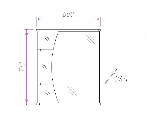 Приобрести Зеркальный шкаф Onika Луна 60.01 R 206014 с подсветкой Белый в магазине сантехники Santeh-Crystal.ru