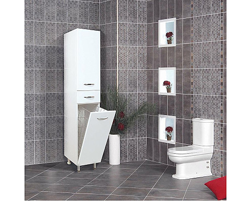 Заказать Шкаф пенал Onika Модерн 40.17 R 404010 с бельевой корзиной Белый в магазине сантехники Santeh-Crystal.ru