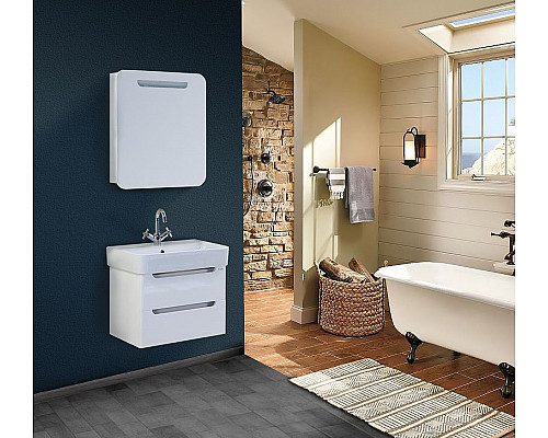 Приобрести Зеркальный шкаф Onika Неаполь 60.01 R 206064 с подсветкой Белый в магазине сантехники Santeh-Crystal.ru