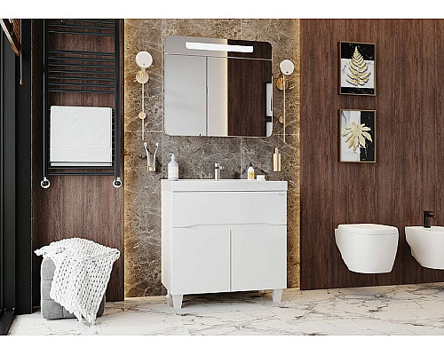 Заказать Зеркальный шкаф Onika Неаполь 80.01 208094 с подсветкой Белый в магазине сантехники Santeh-Crystal.ru