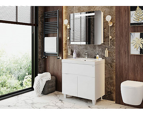 Заказать Зеркальный шкаф Onika Неаполь 80.01 208094 с подсветкой Белый в магазине сантехники Santeh-Crystal.ru