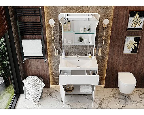 Заказать Зеркальный шкаф Onika Неаполь 80.01 208094 с подсветкой Белый в магазине сантехники Santeh-Crystal.ru