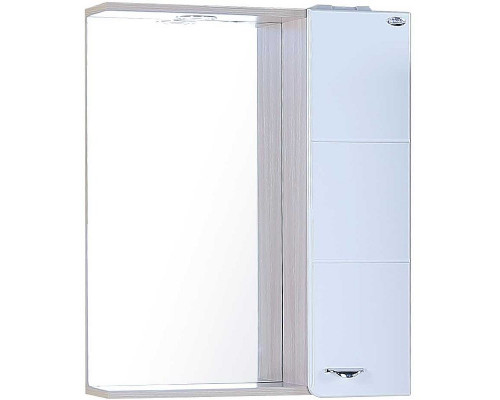 Купить Зеркало со шкафом Onika Стиль 58.01 R 205833 с подсветкой Белое Ясень шимо светлый в магазине сантехники Santeh-Crystal.ru