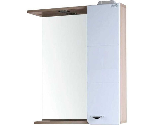 Купить Зеркало со шкафом Onika Стиль 58.01 R 205833 с подсветкой Белое Ясень шимо светлый в магазине сантехники Santeh-Crystal.ru