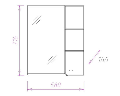 Купить Зеркало со шкафом Onika Стиль 58.01 R 205833 с подсветкой Белое Ясень шимо светлый в магазине сантехники Santeh-Crystal.ru
