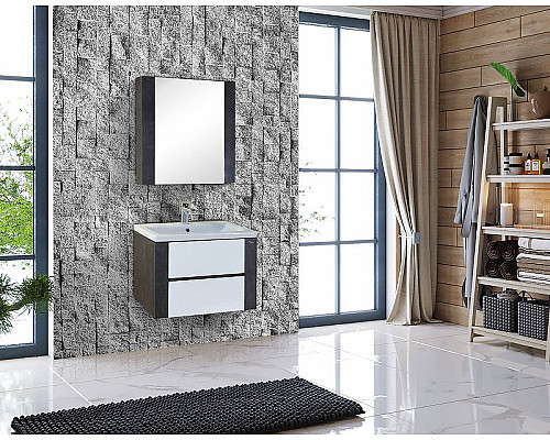 Купить Зеркальный шкаф Onika Стоун 70.00 207034 Темный бетон в магазине сантехники Santeh-Crystal.ru