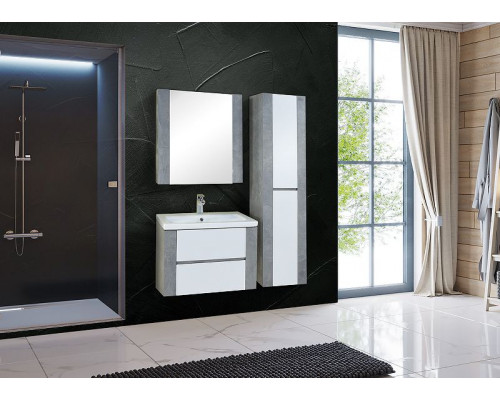 Купить Шкаф пенал Onika Стоун 40.10 404012 подвесной Белый Светлый бетон в магазине сантехники Santeh-Crystal.ru