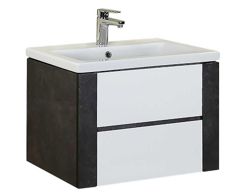 Купить Тумба под раковину Onika Стоун 70.13 107045 подвесная Белая Темный бетон в магазине сантехники Santeh-Crystal.ru