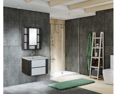 Купить Тумба под раковину Onika Стоун 70.13 107045 подвесная Белая Темный бетон в магазине сантехники Santeh-Crystal.ru