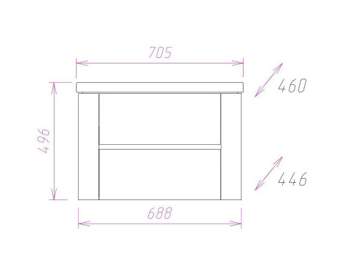 Купить Тумба под раковину Onika Стоун 70.13 107045 подвесная Белая Темный бетон в магазине сантехники Santeh-Crystal.ru