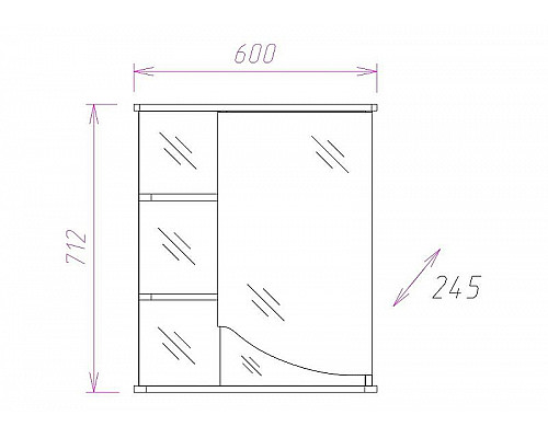 Приобрести Зеркальный шкаф Onika Виола 60.01 R 206004 с подсветкой Белый в магазине сантехники Santeh-Crystal.ru