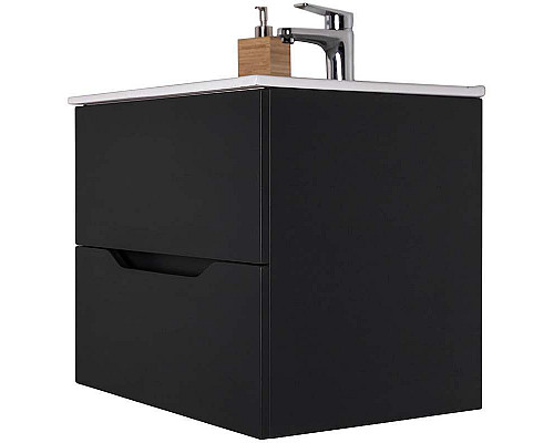 Купить Тумба с раковиной Orange Li-80Tub+Ra подвесная Черная матовая в магазине сантехники Santeh-Crystal.ru