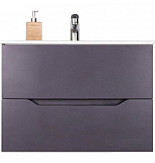 Тумба с раковиной Orange Line 80 Li-80Tug+Ra подвесная Графит матовый