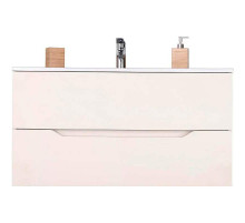 Тумба с раковиной Orange Line 100 Li-100Tua+Ra подвесная Айвори матовый