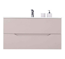 Тумба с раковиной Orange Line 100 Li-100TuL+Ra подвесная Латте матовый