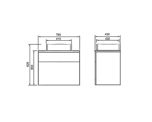 Купить Тумба с раковиной Orange Modi 75 Modi-75TU+RA подвесная Белая в магазине сантехники Santeh-Crystal.ru