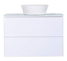 Тумба с раковиной Orange Otto 75 Ot-75TuGLASS+B08-360W подвесная Белый глянец