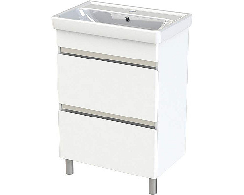 Купить Тумба с раковиной Orange Topline-Lyon 60 TLNF60+RA Белый глянец в магазине сантехники Santeh-Crystal.ru