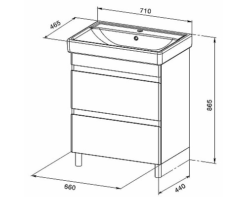 Заказать Тумба с раковиной Orange Topline-Lyon 70 TLNF70+RA Белый глянец в магазине сантехники Santeh-Crystal.ru