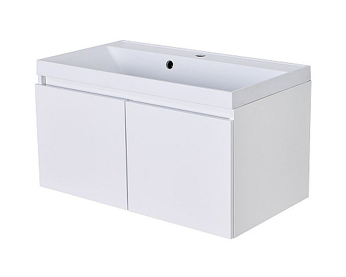 Приобрести Тумба с раковиной Orange Квадро 60 KV-60TUW+Racl подвесная Белый глянец в магазине сантехники Santeh-Crystal.ru