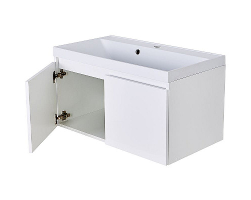 Приобрести Тумба с раковиной Orange Квадро 60 KV-60TUW+Racl подвесная Белый глянец в магазине сантехники Santeh-Crystal.ru