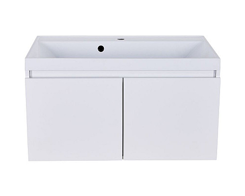 Заказать Тумба с раковиной Orange Квадро 80 KV-80TUW+Racl подвесная Белый глянец в магазине сантехники Santeh-Crystal.ru