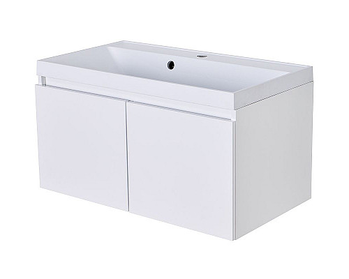 Заказать Тумба с раковиной Orange Квадро 80 KV-80TUW+Racl подвесная Белый глянец в магазине сантехники Santeh-Crystal.ru