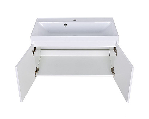 Заказать Тумба с раковиной Orange Квадро 80 KV-80TUW+Racl подвесная Белый глянец в магазине сантехники Santeh-Crystal.ru