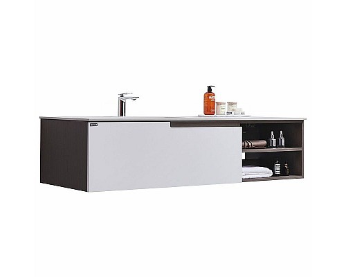 Купить Тумба с раковиной Orans BC-1131 L 150 11311500L подвесная Matt coffee White matt в магазине сантехники Santeh-Crystal.ru