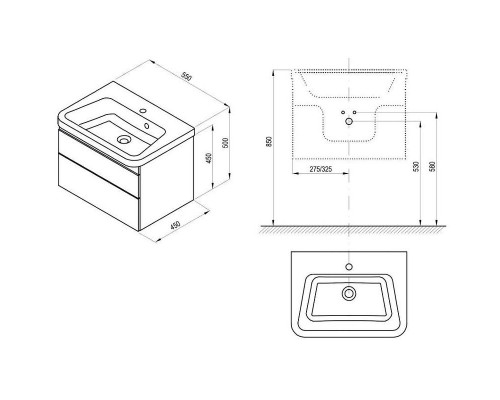 Приобрести Тумба под раковину Ravak SD 10° II 55 X000001283 подвесная Белая в магазине сантехники Santeh-Crystal.ru