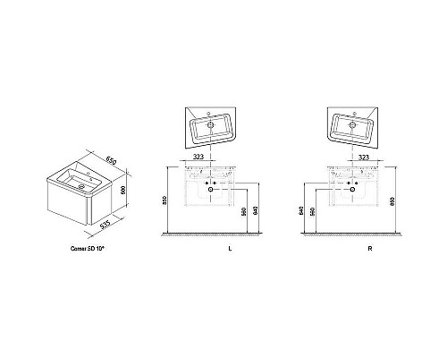 Заказать Тумба под раковину Ravak SD 10° 65 L X000000747 подвесная Темный орех в магазине сантехники Santeh-Crystal.ru