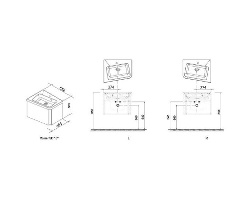 Купить Тумба под раковину Ravak SD 10° 55 R X000000744 подвесная Темный орех в магазине сантехники Santeh-Crystal.ru