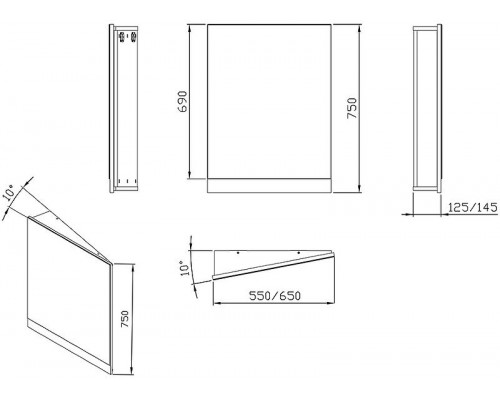 Купить Зеркало Ravak 10° 55 L X000001072 угловое Темный орех в магазине сантехники Santeh-Crystal.ru