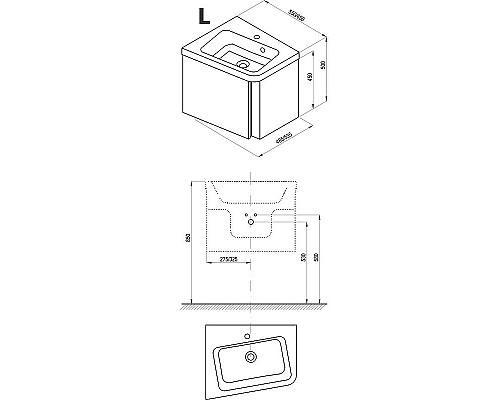 Приобрести Тумба под раковину Ravak SD 10° 55 L X000000739 подвесная Белая глянцевая в магазине сантехники Santeh-Crystal.ru