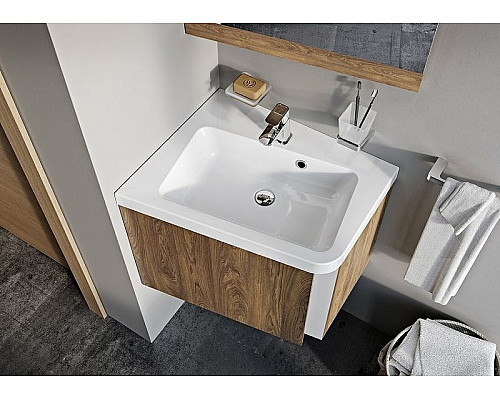 Приобрести Тумба под раковину Ravak SD 10° 55 L X000000741 подвесная Темный орех в магазине сантехники Santeh-Crystal.ru