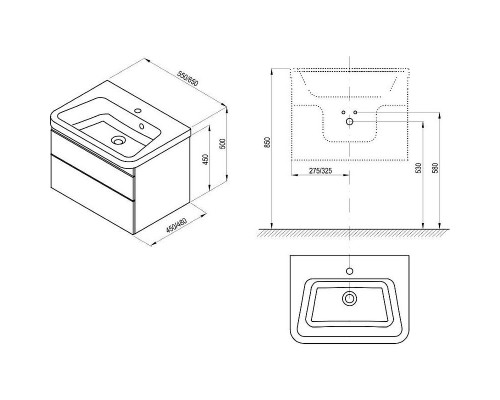 Приобрести Тумба под раковину Ravak SD 10° II 65 X000001286 подвесная Белая глянцевая в магазине сантехники Santeh-Crystal.ru