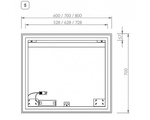 Заказать Зеркало Ravak Oblong 80 X000001564 с подсветкой прямоугольное в магазине сантехники Santeh-Crystal.ru