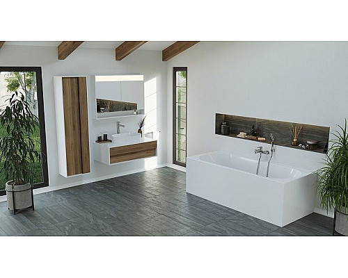 Купить Шкаф пенал Ravak Step 43 X000001420 подвесной Белый Орех в магазине сантехники Santeh-Crystal.ru