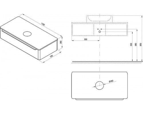 Заказать Тумба под раковину Ravak SUD 260.01 110 X000001082 подвесная Белая в магазине сантехники Santeh-Crystal.ru