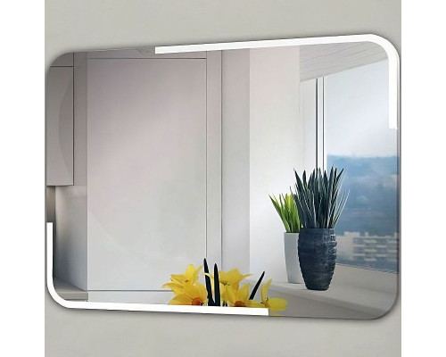 Купить Зеркало Relisan Emma 900х700 Гл000025947 с подсветкой с сенсорным выключателем, увеличением и часами в магазине сантехники Santeh-Crystal.ru