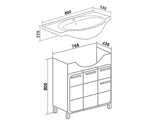 Заказать Тумба под раковину Runo Эрика 80 УТ000003319 Белая в магазине сантехники Santeh-Crystal.ru