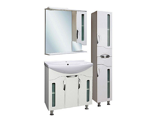 Приобрести Зеркало со шкафом Runo Толедо 75 R 00000001041 с подсветкой Белое в магазине сантехники Santeh-Crystal.ru