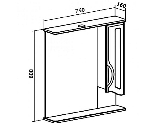 Приобрести Зеркало со шкафом Runo Толедо 75 R 00000001041 с подсветкой Белое в магазине сантехники Santeh-Crystal.ru