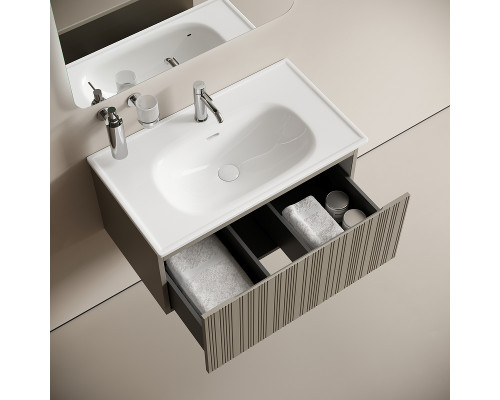 Тумба с раковиной Sancos Code 80 CD80GP+Ceramicanova Sabo 80 CN13002 подвесная цвет Серая платина
